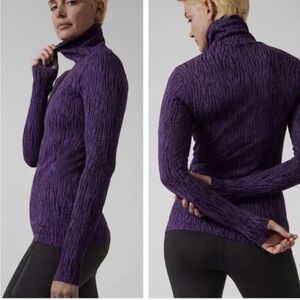Athleta Flurry Elemental Turtleneck Size S Purple/Black Long Sleeve